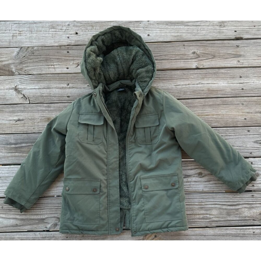 Soho Boys Club Olive Green Faux‎ Fur Lined Hooded Winter Parka Jacket Boys 20 EP